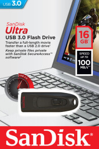Sandisk Ultra USB флеш накопитель 16 GB USB тип-A 3.2 Gen 1 (3.1 Gen 1) Черный SDCZ48-016G-U46