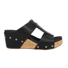 Купить черные женские сандалии Corkys: Corkys Taboo Studded Embossed Wedge Womens Black Casual Sandals 41-0262-BLCK