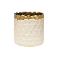 Planter Romimex White Golden Porcelain 19 x 18 x 19 cm