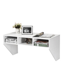 Costway wall Mounted Floating Computer Table Desk Home Office Furni Storage Shelf