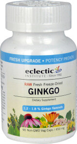Гинкго Билоба Eclectic Institute Ginkgo Экстракт листьев гинкго билоба 450 мг 90 растительных капсул