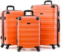 Чемодан пластиковый синий Hipack Prime Suitcases Hardside Luggage with Spinner Wheels, Orange, 3-Piece Set (20/24/28)