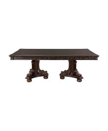 Simplie Fun formal Traditional Dining Table 1pc Dark Cherry Finish with Gold Tipping 2x Extension Leaves