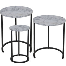 Set of 3 tables Alexandra House Living Black Grey Wood