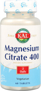 Магний Kal Magnesium Citrate Цитрат магния для поддержки здоровой функции мышц 400 мг 60 таблеток