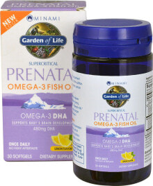Рыбий жир и Омега 3, 6, 9 garden of Life Minami Supercritical Prenatal Omega-3 Fish Oil Lemon Омега-3 рыбий жир для беременных  30 гелевых капсул