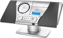 Karcher MC 6550N compact system (with CD player and cassette deck, vertical stereo system, FM radio, alarm clock) silver