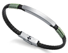 Мужской кожаный браслет коричневый плетеный Stylish leather bracelet with steel detail Air 1316P01010