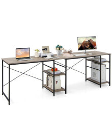 Slickblue l Shaped Computer Desk with 4 Storage Shelves and Cable Holes