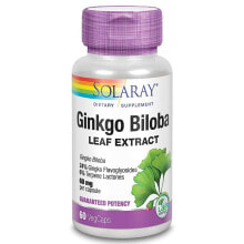 Гинкго Билоба SOLARAY Ginkgo Biloba   Экстракт листьев гинкго билоба 60 мг 60 растительных капсул