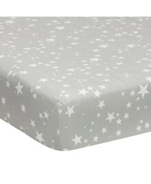 Milky Way Gray/White Stars 100% Cotton Baby Fitted Crib Sheet