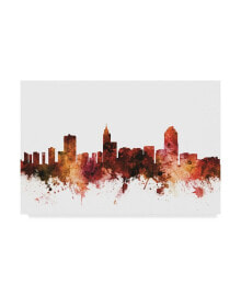 Trademark Global michael Tompsett Raleigh North Carolina Skyline Red Canvas Art - 15