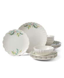 Lenox french Perle Berry Holly 12 Pc. Dinnerware Set, Service for 4