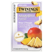 Adaptogens Focus Herbal Tea, Mango & Pineapple, Caffeine Free, 18 Tea Bags, 0.95 oz (27 g)