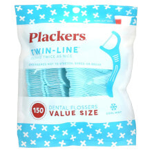 Плэкерс, Twin-Line, зубочистки с нитью, экономичная упаковка, морозная мята, 150 шт.