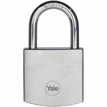Key padlock Yale Brass Steel Rectangular Silver