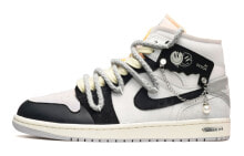 【定制球鞋】 Jordan Air Jordan 1 Mid 梦想成真 中帮 复古篮球鞋 GS 黑白灰 / Кроссовки Jordan Air Jordan 1 Mid GS DQ3726-100