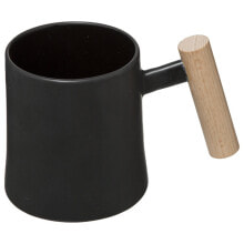 Becher aus Keramik mit Holzgriff, 370 ml