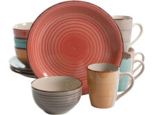 Gibson Home Color Vibes Pastel 12 Piece Stoneware Dinerware Set in Assorted Colo