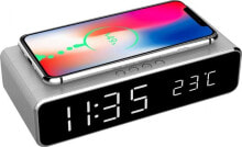 Настольные и каминные часы gembird Digital alarm clock with wireless charging function, silver