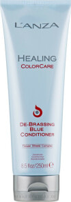 Pflegespülung mit blauen und blau-grünen Farbpigmenten zur Neutralisierung von unerwünschtem Messing- und Orangestich - L'anza Healing ColorCare De-Brassing Blue Conditioner