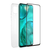 MUVIT Pack Huawei P40 Lite Case Glass Soft And Tempered Glass Cover