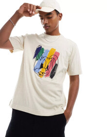 Купить мужские футболки и майки PS Paul Smith: Paul Smith t-shirt with paint rabbit print in cream