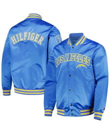 Tommy Hilfiger men's Powder Blue Los Angeles Chargers Elliot Varsity Full-Snap Jacket