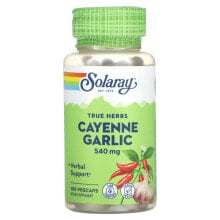 Solaray, True Herbs, кайенский чеснок, 540 мг, 100 вегетарианских капсул