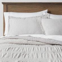 King Seersucker Comforter & Sham Set Light Gray - Threshold