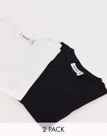 Weekday – Essence – T-Shirt in Schwarz-Weiß mit regulärer Passform im 2er-Pack