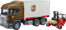 Toy cars and equipment for boys scania R-Serie UPS Logistik-LKW m. Stap