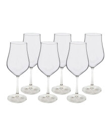 Classic Touch white Water Glasses with Stem, Set of 6