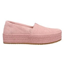 Купить женские балетки TOMS: TOMS Suede Valencia Platform Espadrille Slip On Womens Pink Flats Casual 100202