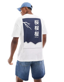 Купить мужские футболки и майки ONLY & SONS: ONLY & SONS relaxed fit t-shirt with Japanese print in off white