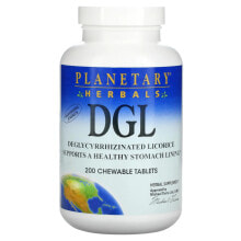 Витамины и БАДы для пищеварительной системы Planetary Herbals, DGL, глицирризинат солодки, 200 жевательных таблеток