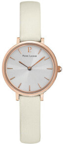 Женские наручные кварцевые часы Pierre Lannier с белым кожаным ремешком