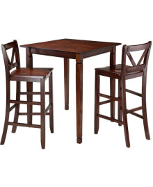 Winsome kingsgate 3-Piece Dining Table with 2 Bar V-Back Chairs