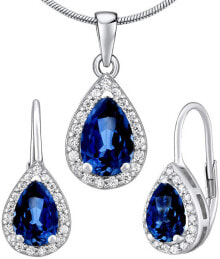 Ювелирные серьги silver set MONACO with sapphire LPS0341BS (earring, pendant)