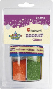Декоративный элемент или материал для детского творчества Titanum Brokat w pojemniku tęczowy mix 6 kolorów