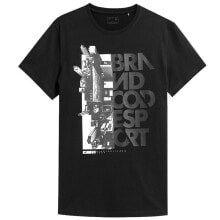 Мужские футболки Мужская футболка спортивная черная с текстовым принтом  4F M H4Z21-TSM033 20S