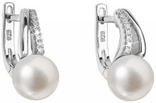 Женские ювелирные серьги серебряные серьги с натуральным жемчугом Павон 21025.1
