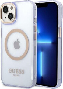 Guess Etui Guess GUHMP14SHTCMU Apple iPhone 14 purpurowy/purple hard case Gold Outline Translucent MagSafe