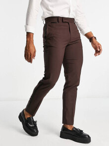 Мужские брюки aSOS DESIGN slim tuxedo suit trousers in brown