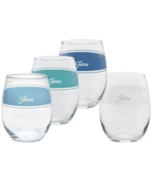 Купить посуда и приборы для сервировки стола FIESTA: Coastal Blues Frame 15-Ounce Stemless Wine Glass Set of 4