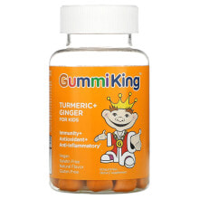 GummiKing, Куркума и имбирь, для детей, иммунитет, антиоксидант и противовоспалительное средство, манго, 60 жевательных таблеток