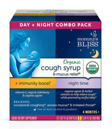 Витамины и БАДы для детей mommy's Bliss Organic Cough Syrup & Mucus Relief Органический сироп от кашля и для укрепления иммунитета с витамином С, бузиной и агавой для детей от 4 месяцев 100 мл