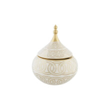 Tibor DKD Home Decor White Golden Porcelain Oriental Chromed 18 x 18 x 22 cm