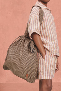 Gingham shopper bag with seahorse detail - limited edition