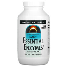 Source Naturals, Daily Essential Enzymes, пищеварительные ферменты для ежедневного использования, 500 мг, 360 капсул